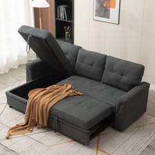 Grey Fabric 3 Seater Pull-Out