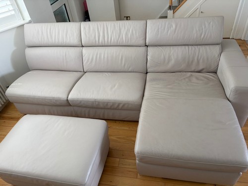 Dfs white leather corner sofa - leather,